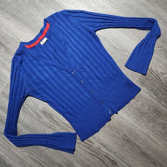 Vintage royal blue ribbed cardigan ✦ y2k classic button up cardigan ✦ - Picture 7 of 13